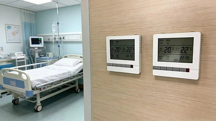 Modbus Thermostat installed in hospital room for patient comfort and energy efficiency