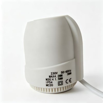CB06 electric thermal actuator, 230V AC, IP54, M30x1.5mm, button quick-connect, heating actuator, CE, low power consumption